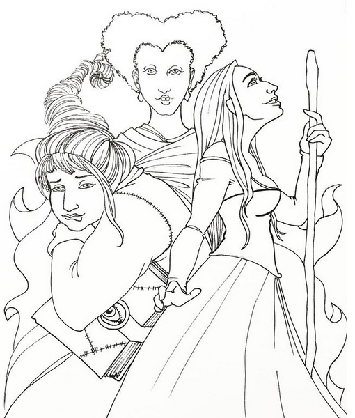 Hocus pocus coloring page by tray on