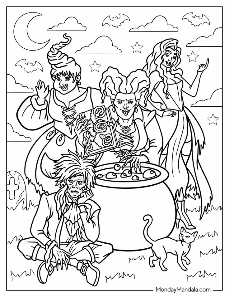 Hocus pocus coloring pages free pdf printables coloring pages pumpkin coloring pages halloween coloring pages