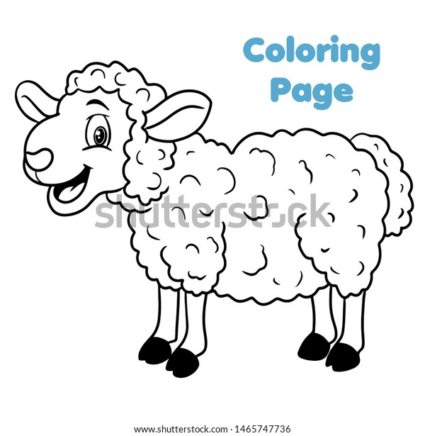 Hakuun cute cartoon sheep coloring page vector liittyvã vektorikuva rojaltivapaa