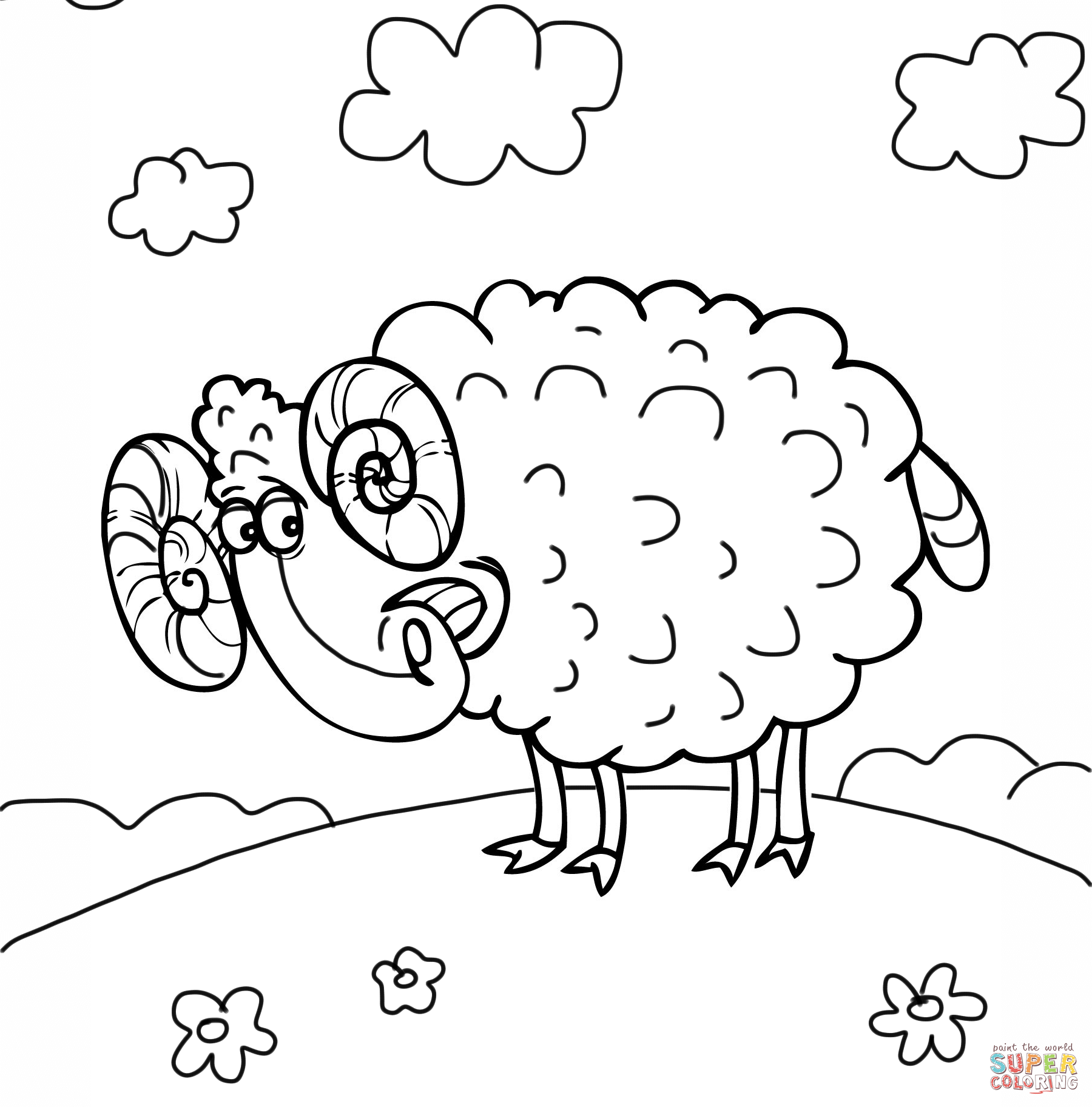 Cute ram coloring page free printable coloring pages