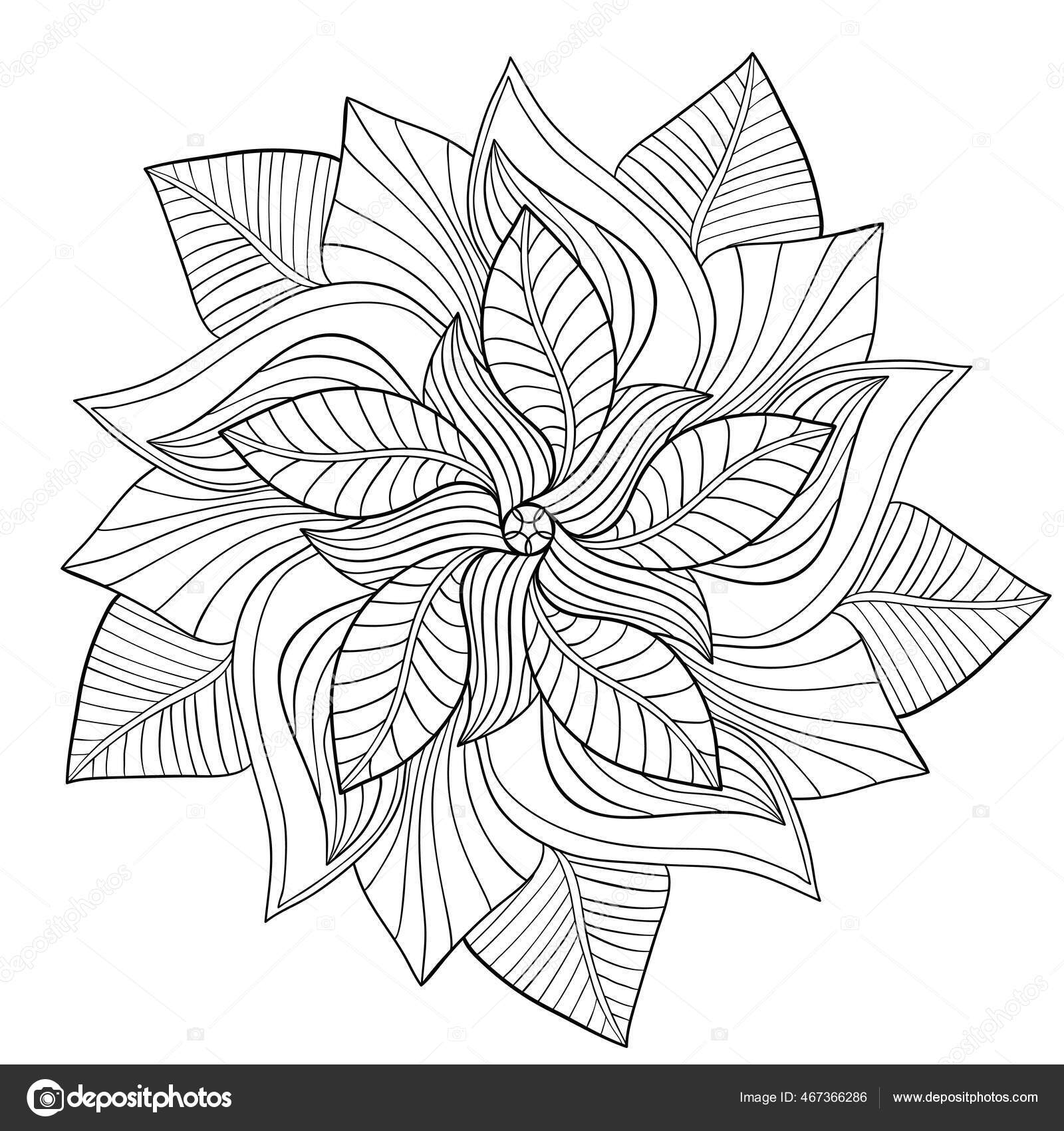 Mandala floral con hojas decorativas patrones rayas sobre fondo blanco vector de stock por yanaivanovskaya