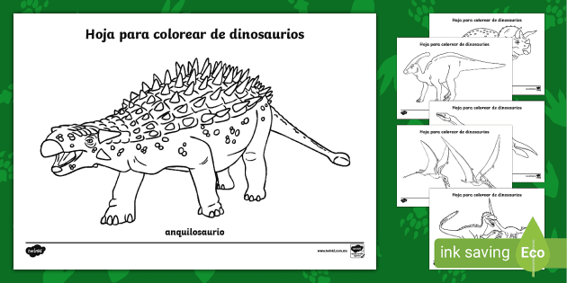 Hoja de actividad dinosaurios para colorear