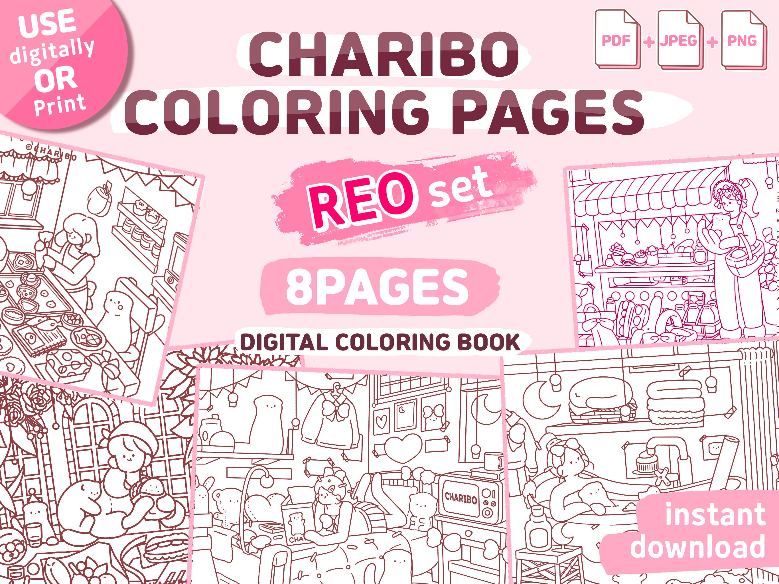 Charibo art reo set coloring book printable coloring pages adult coloring sheet kids coloring sheet coloring template