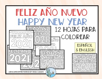 Feliz aão nuevo hojas para colorear happy new year coloring sheets