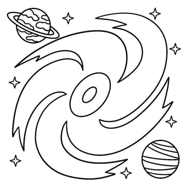 Premium vector black hole coloring page for kids