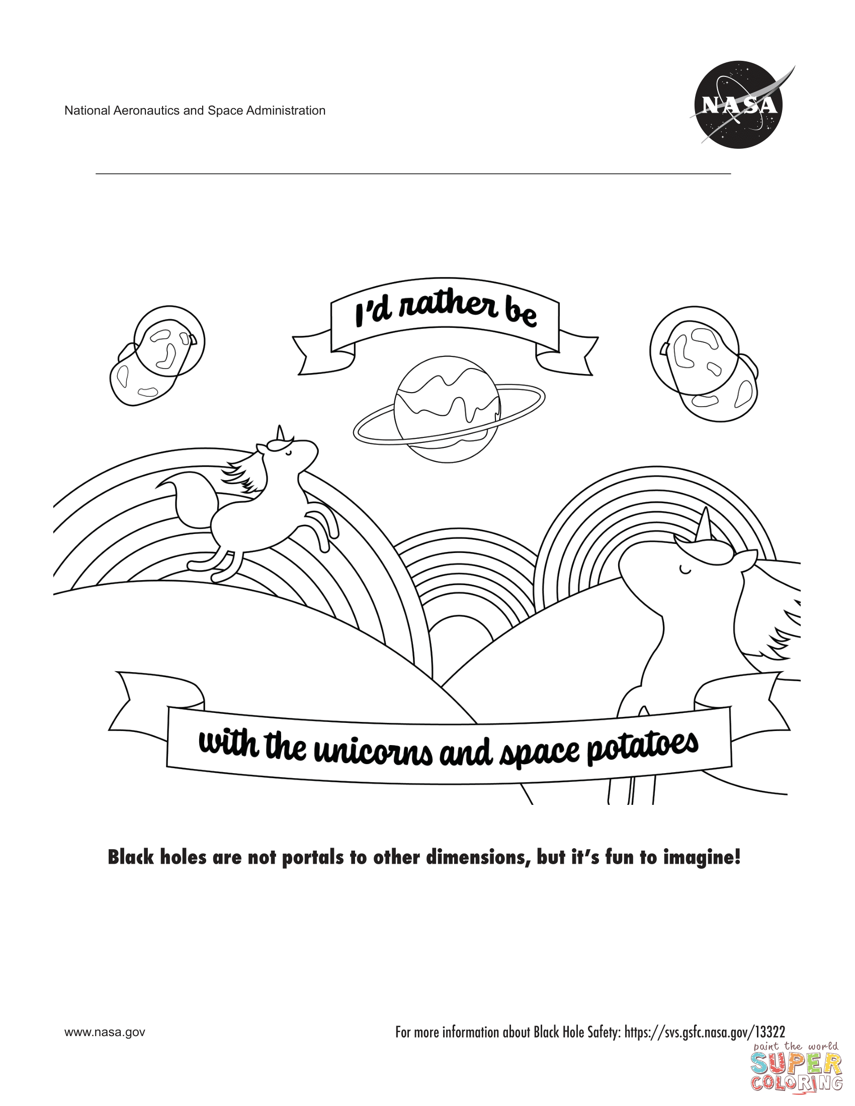 Black hole safety coloring page free printable coloring pages