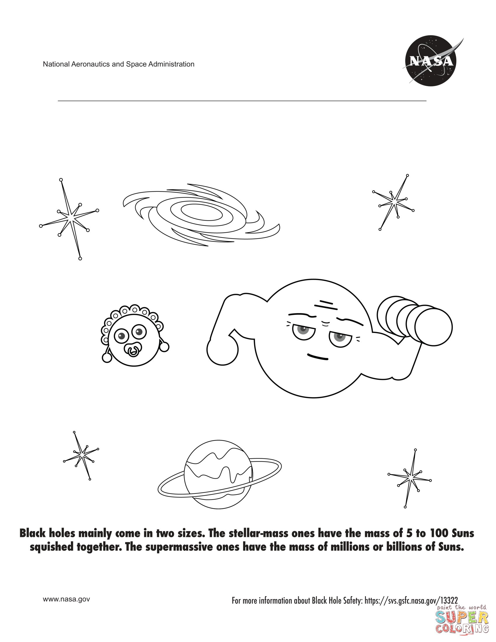 Black hole safety coloring page free printable coloring pages