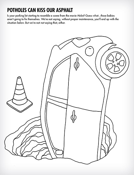 Black diamond paving coloring book page potholes