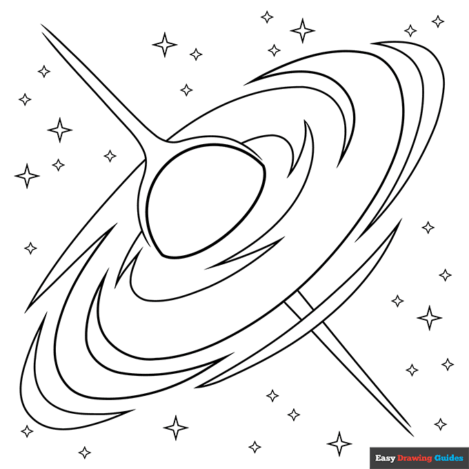 Black hole coloring page easy drawing guides