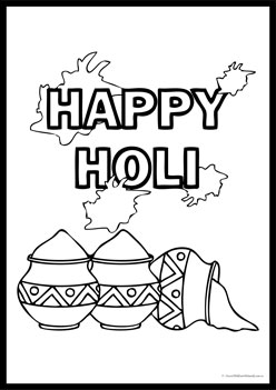 Holi colouring pages