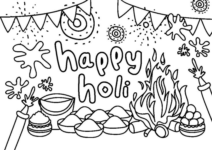 Holi festival coloring pages