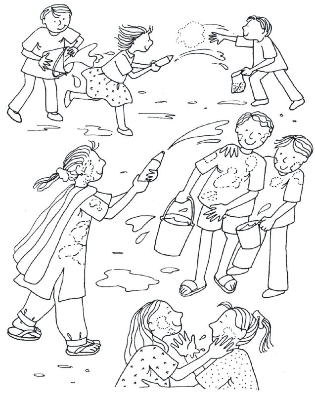 Holi coloring sheets