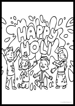 Holi colouring pages