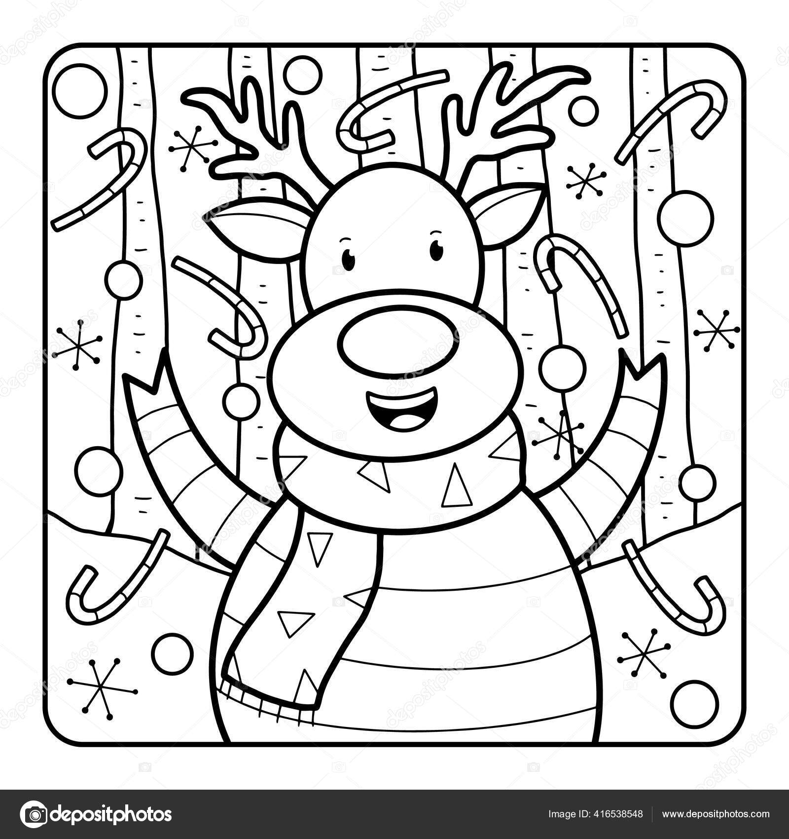 Christmas coloring page kids download cute adorable christmas coloring page stock illustration by miketoonstudio