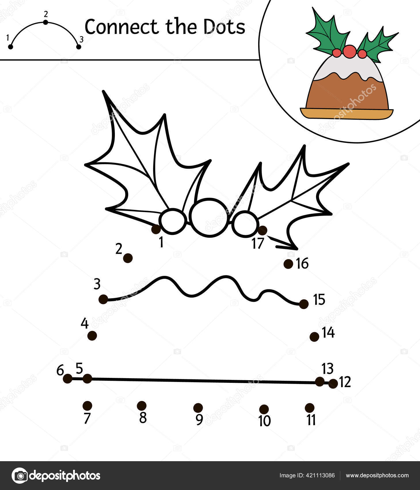 Vector christmas dot dot color activity cute dessert winter holiday stock vector by lexiclaus