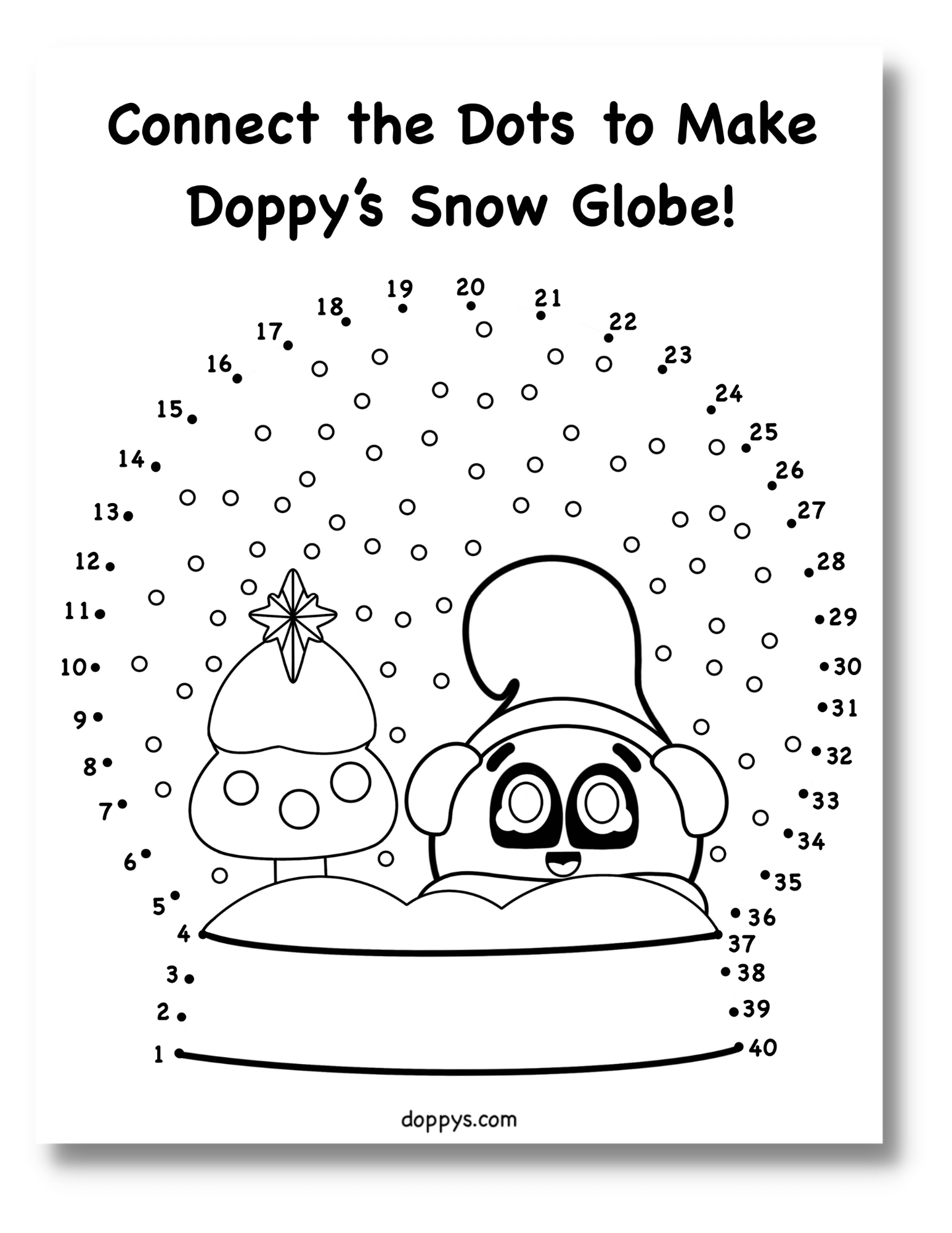 Dot to dot printable snow globe doppy â