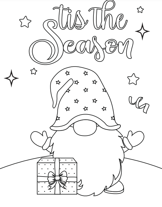 Free printable cute christmas gnome coloring pages