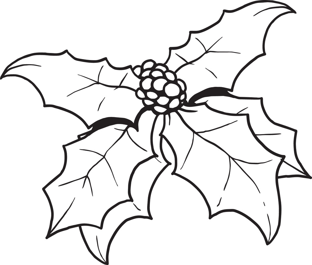 Printable christmas holly coloring page for kids â