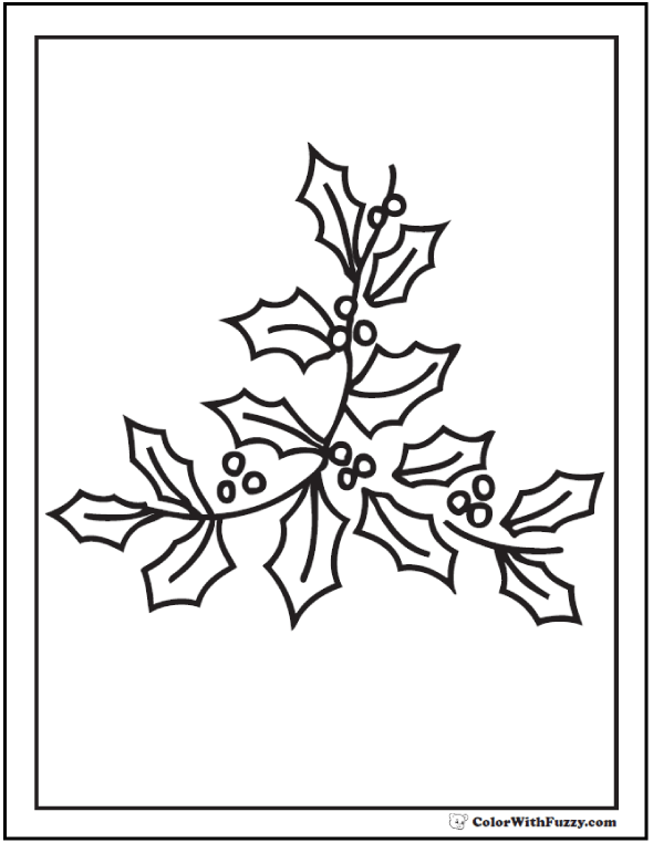 Sprig of holly coloring page