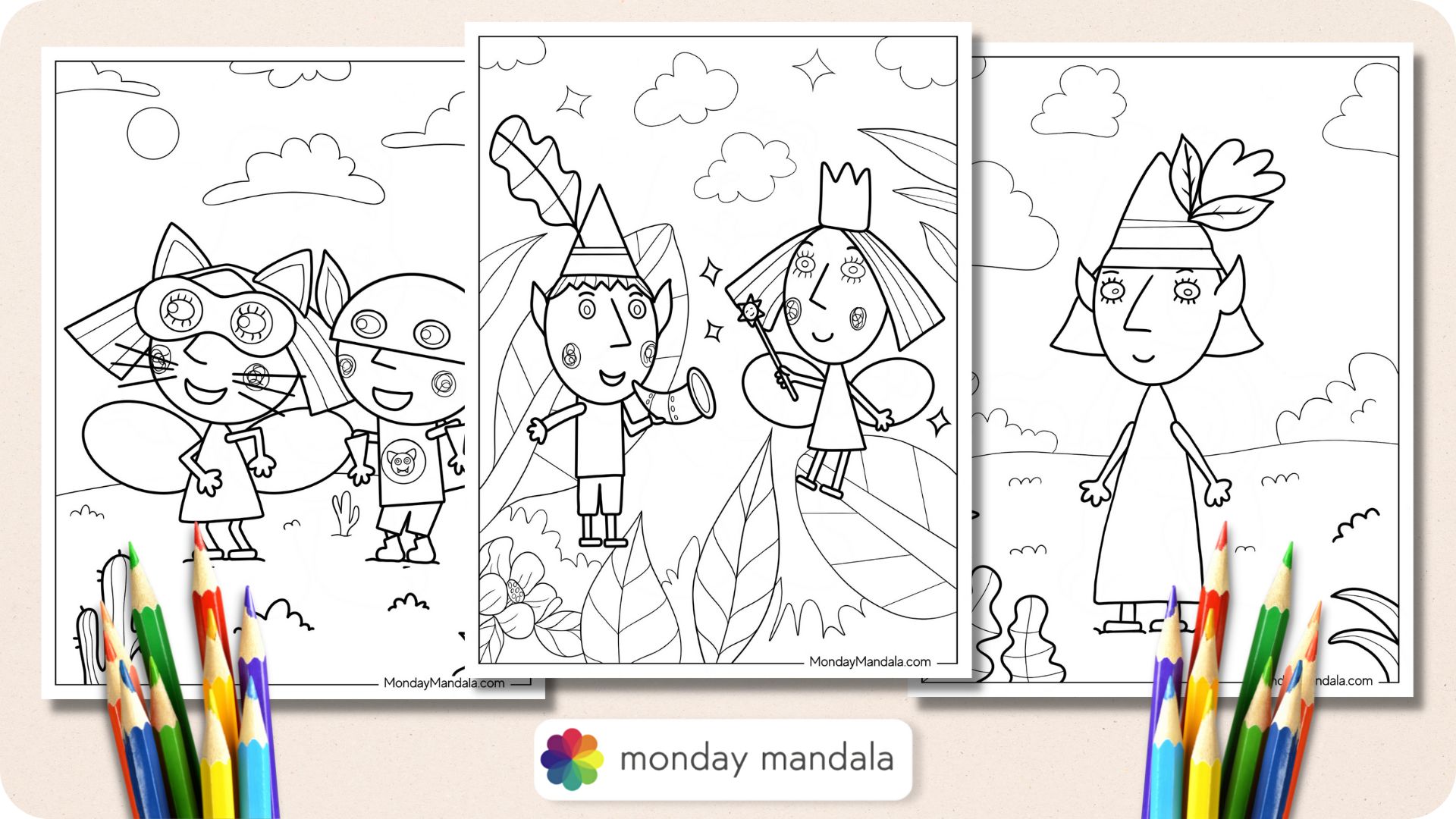 Ben and holly coloring pages free pdf printables