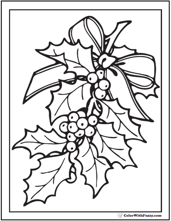 Christmas holly coloring page