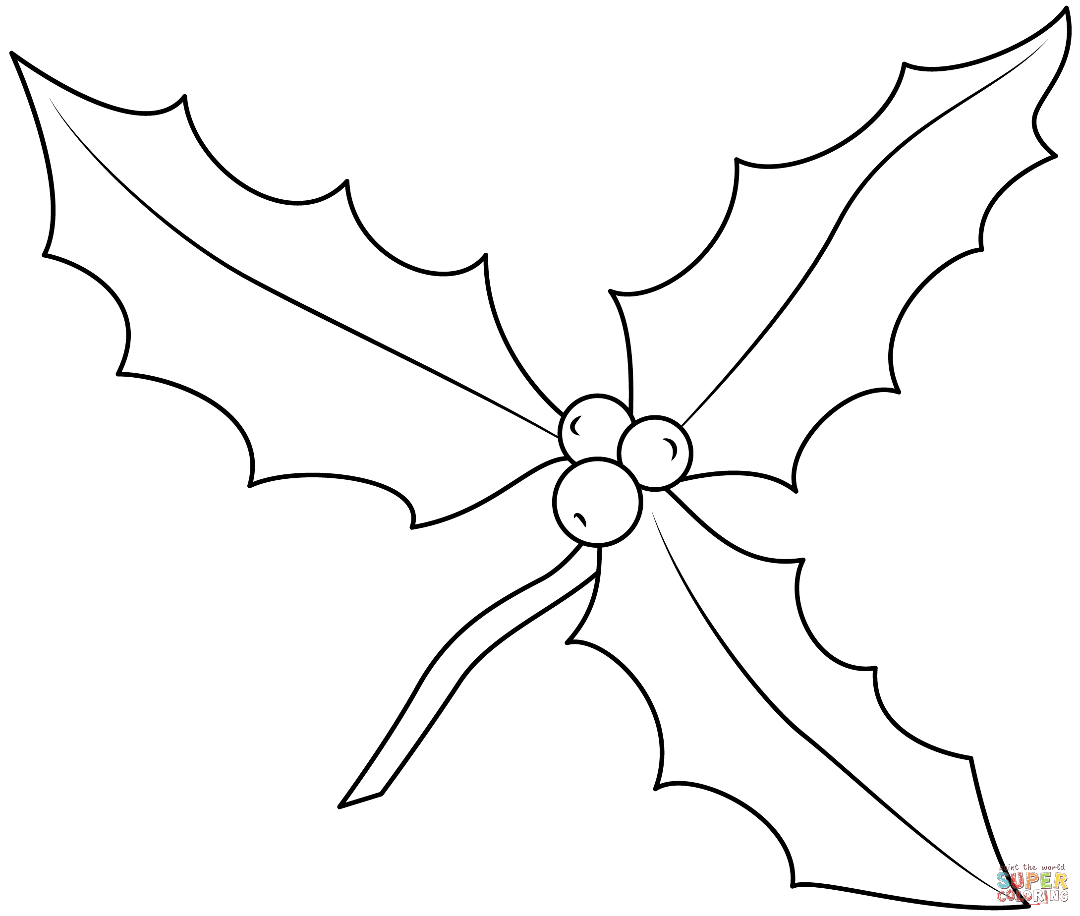 Holly leaf coloring page free printable coloring pages