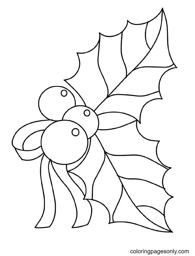 Christmas holly coloring pages