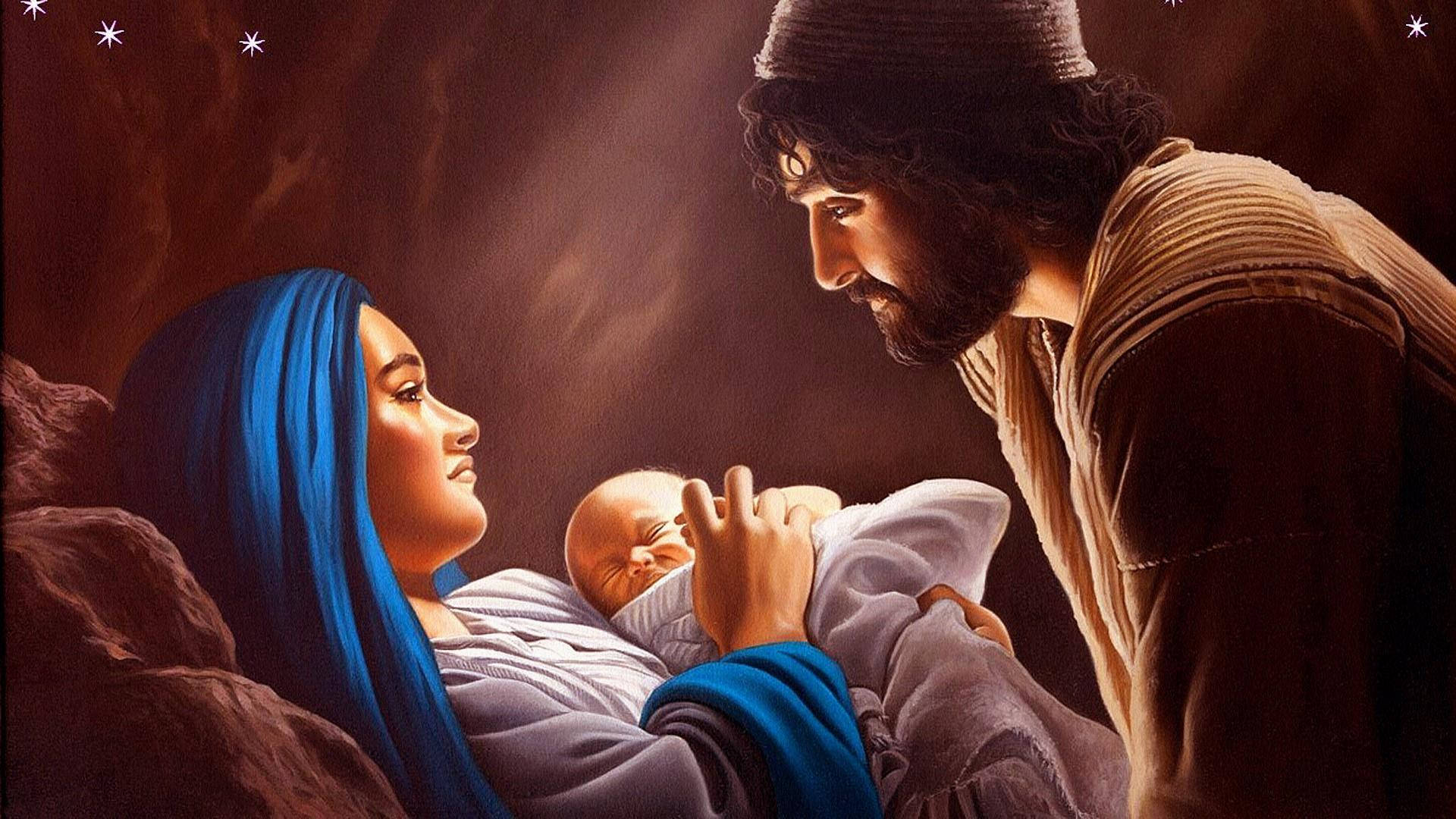 Download holy family birth wallpaper