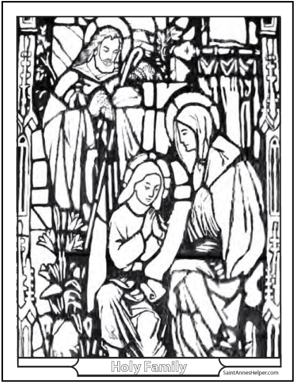 Holy family coloring pages ââ joseph mary and jesus coloring page