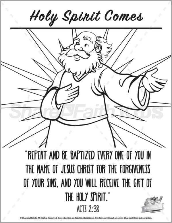 Acts the holy spirit es preschool coloring pages â