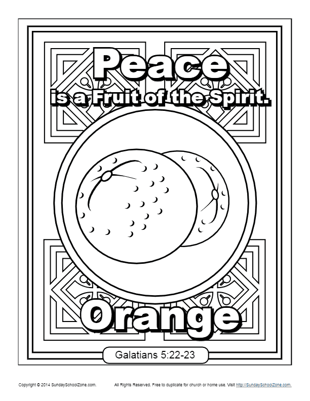 Fruit of the spirit for kids peace coloring page