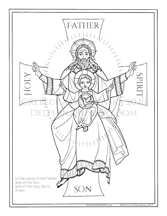 Catholic coloring page sign of the cross holy trinity pdf coloring pages multilingual