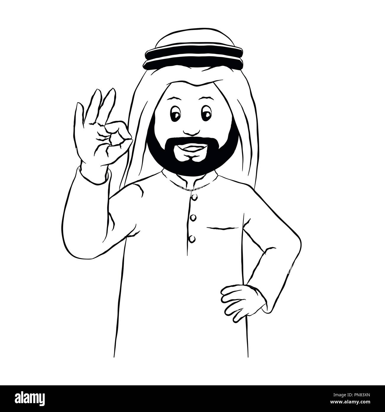Cartoon illustration muslim man sign fotografãas e imãgen de alta roluciãn