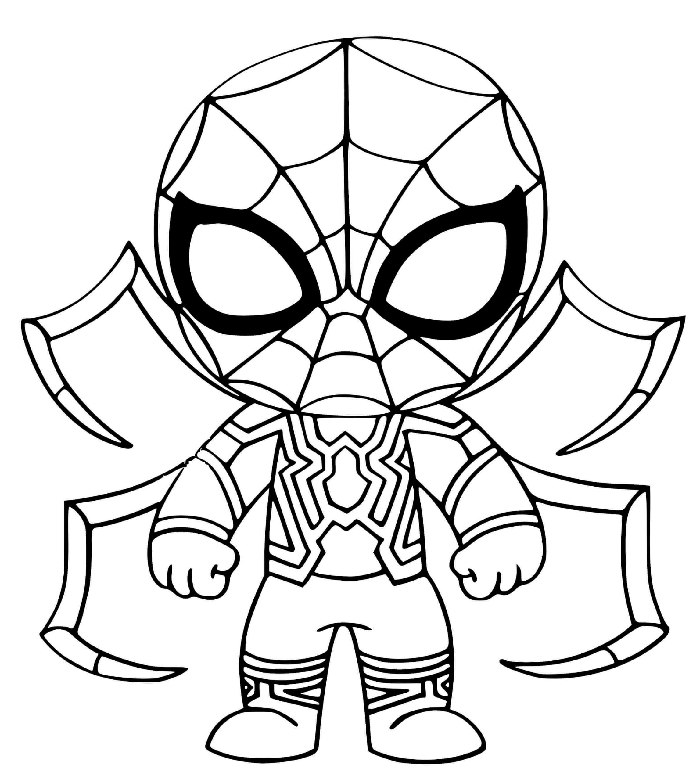 Hombre araãa de hierro chibi para colorear imprimir e dibujar â