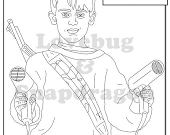 Home alone digital coloring book instant print pdf kevin mcallister secret santa christmas activity coloring pages macaulay culkin