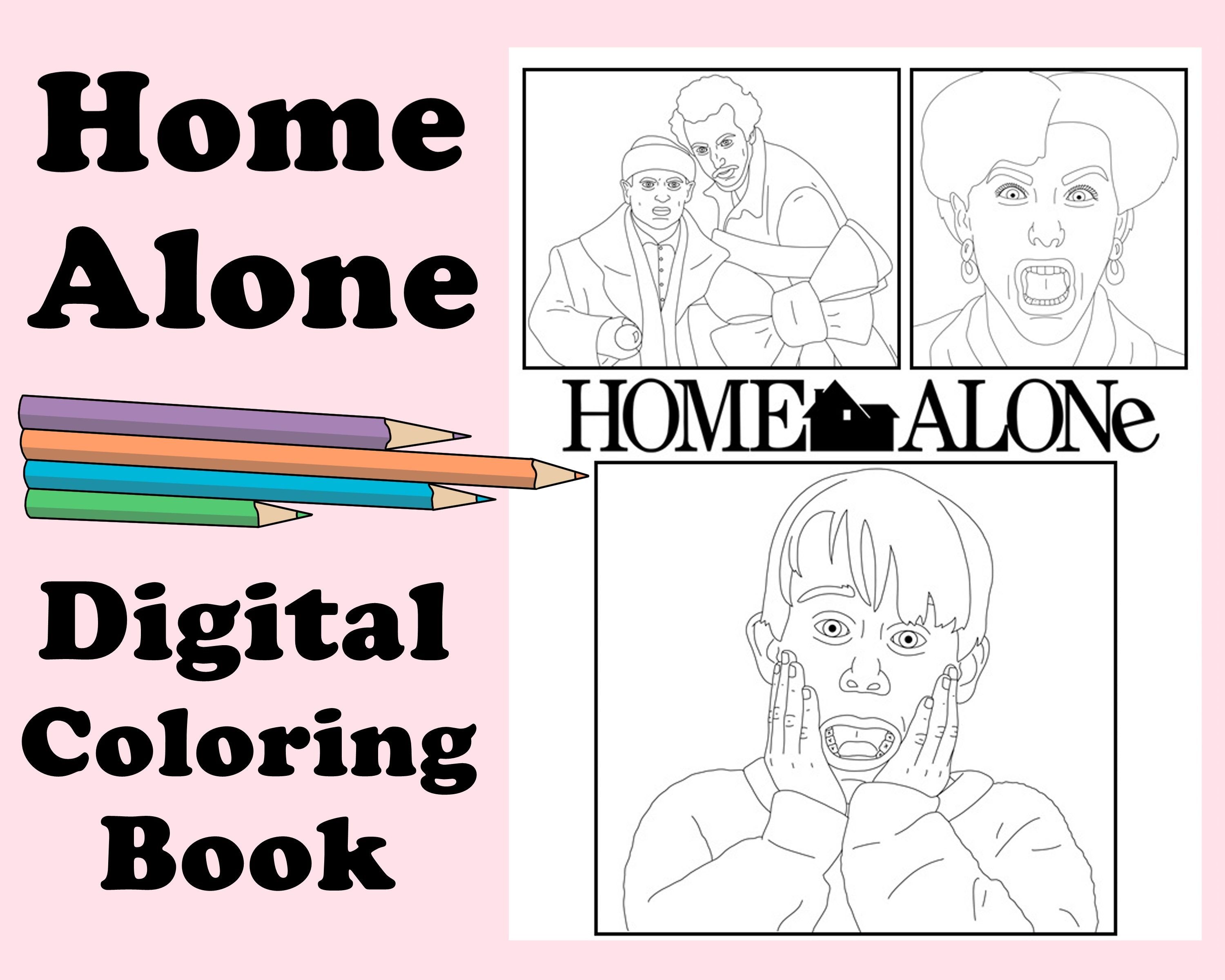 Home alone digital coloring book instant print pdf kevin mcallister secret santa christmas activity coloring pages macaulay culkin