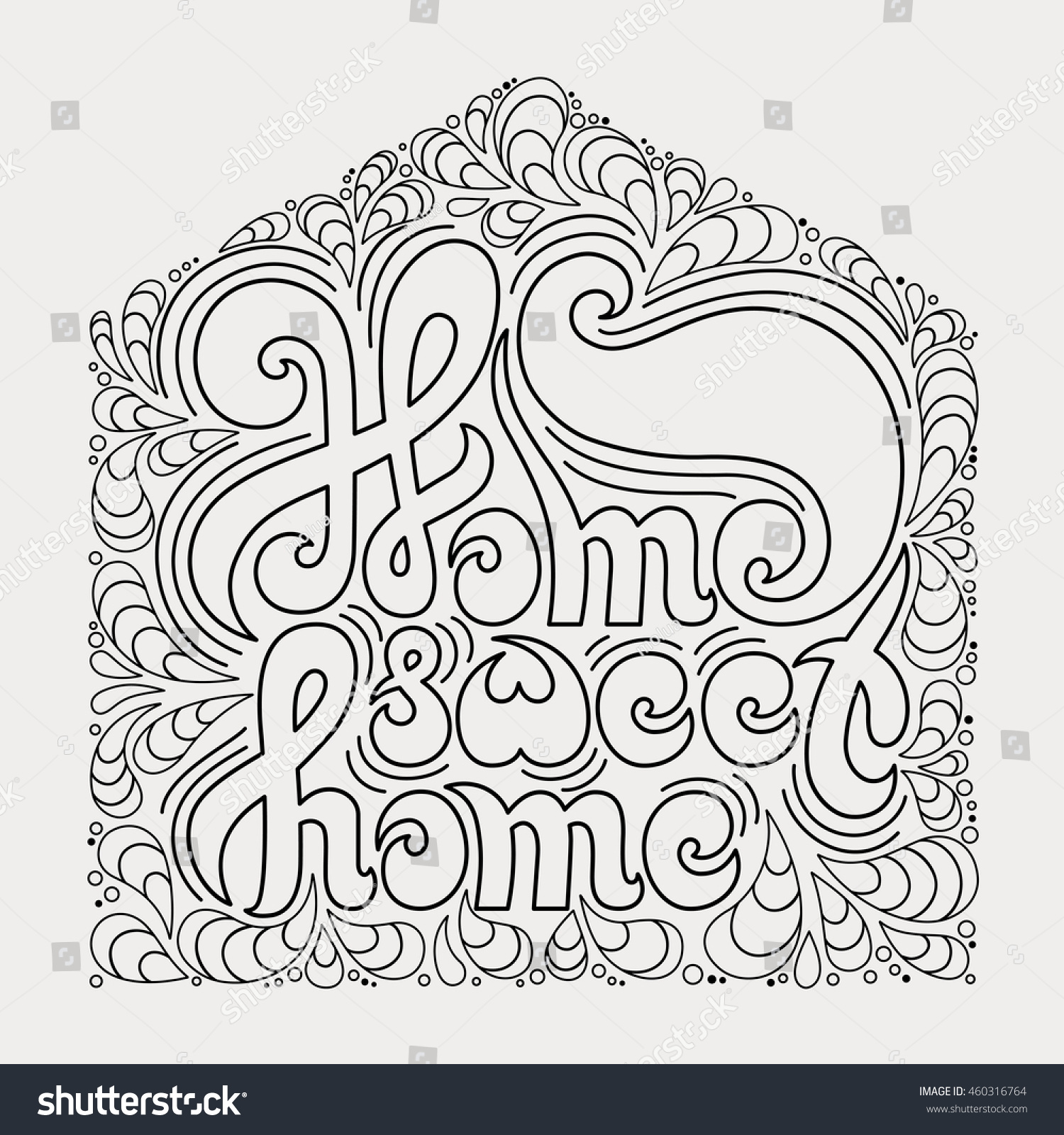 Hakuun home sweet home quote coloring book liittyvã vektorikuva rojaltivapaa