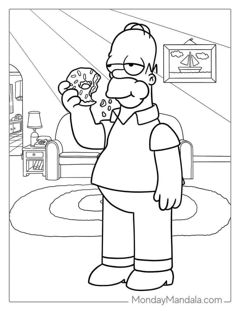 Simpsons coloring pages free pdf printables