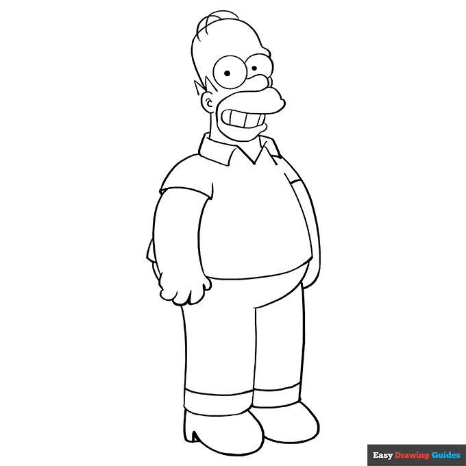 Homer simpson coloring page easy drawing guides