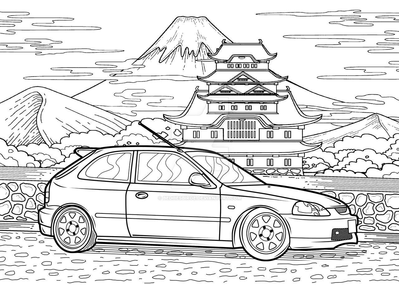 Coloring book honda civic type r oke by bedhesbiroe on