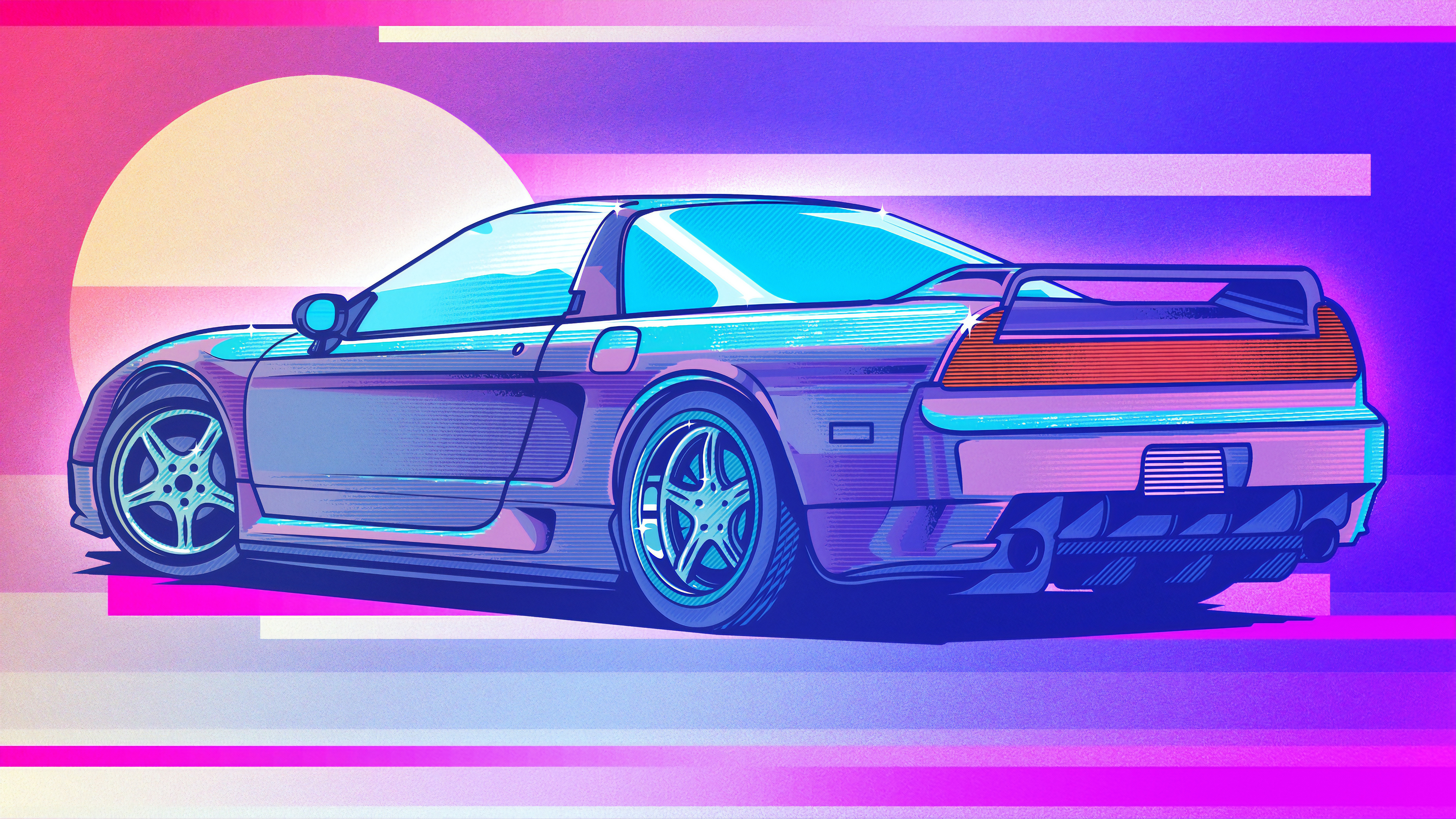 Honda nsx retrowave art k hd cars k wallpapers images backgrounds photos and pictures