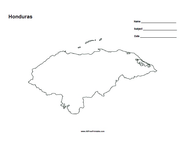 Honduras outline map â free printable