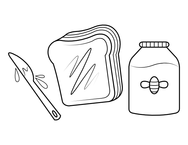 Printable bread and honey coloring page