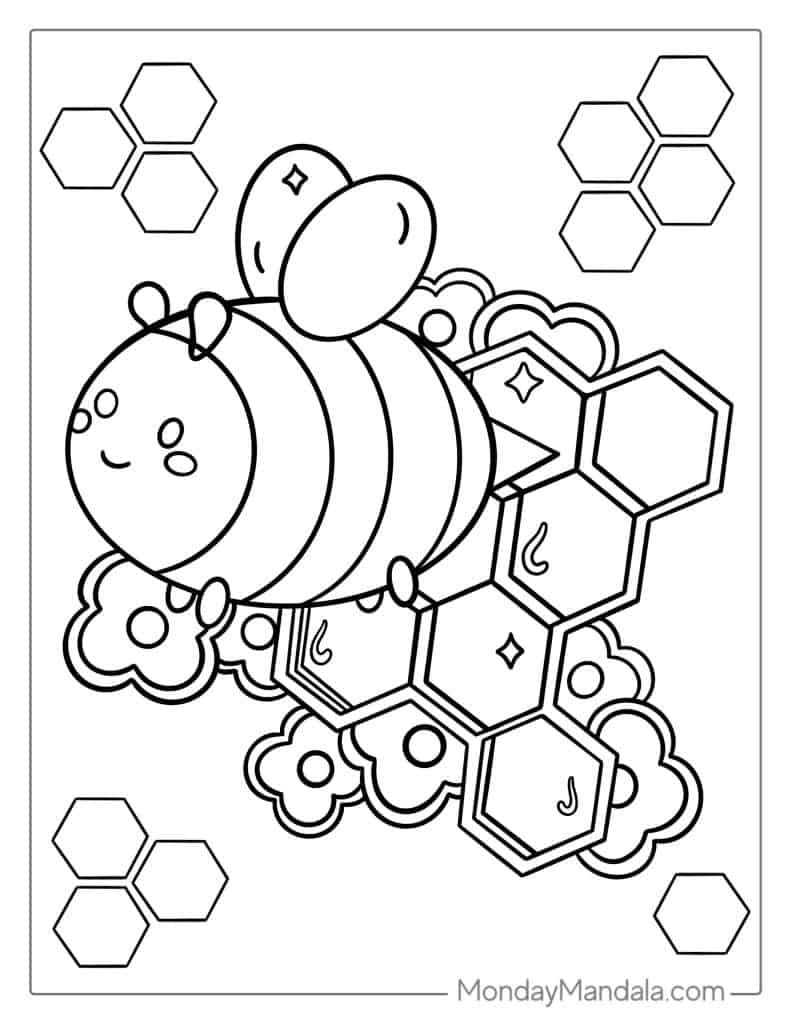 Bee coloring pages free pdf printables