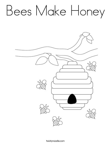 Bees make honey coloring page