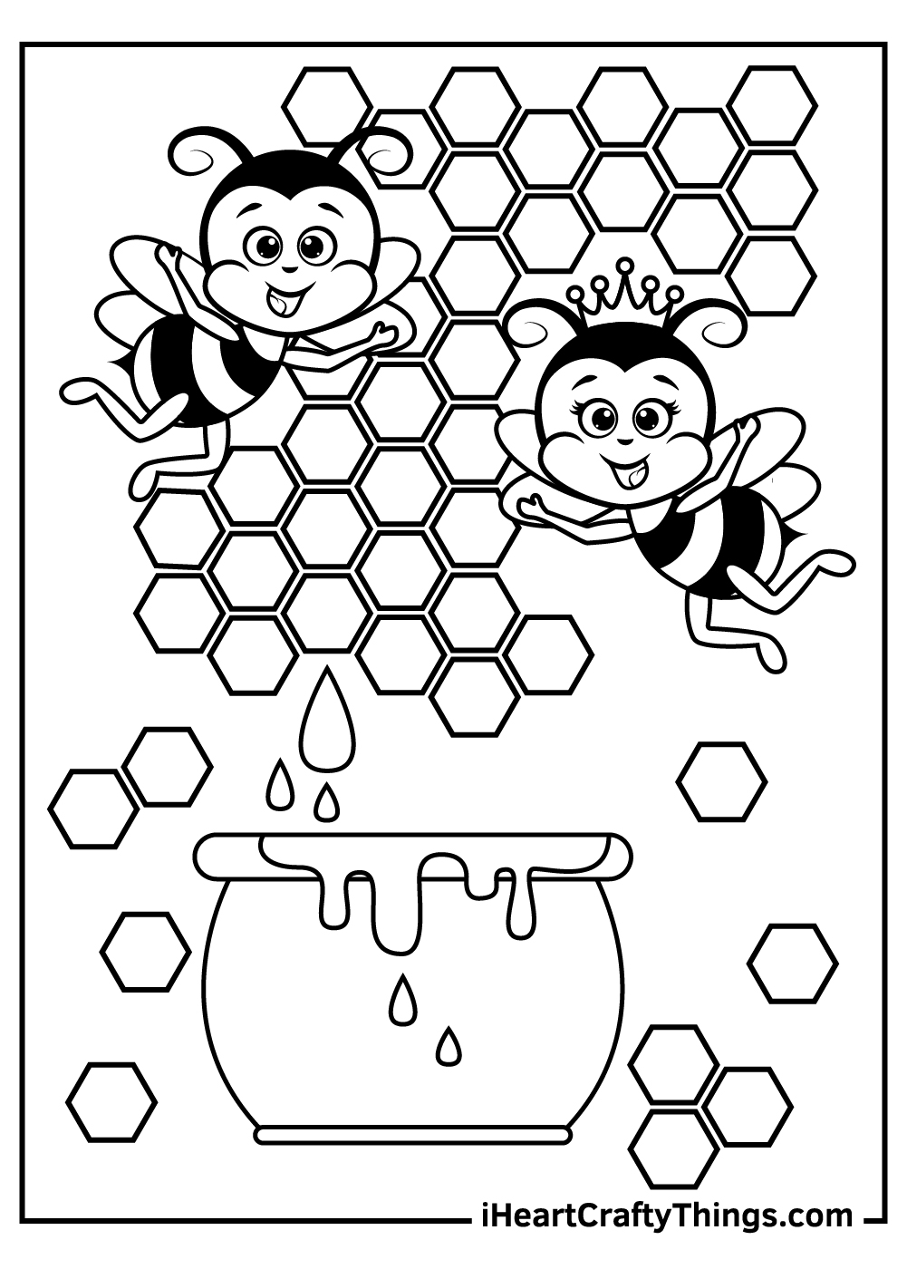 Bee coloring pages free printables