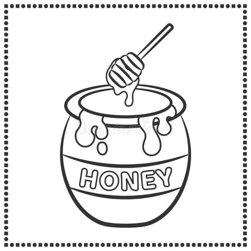 Printable honey sketch for coloring stock vector