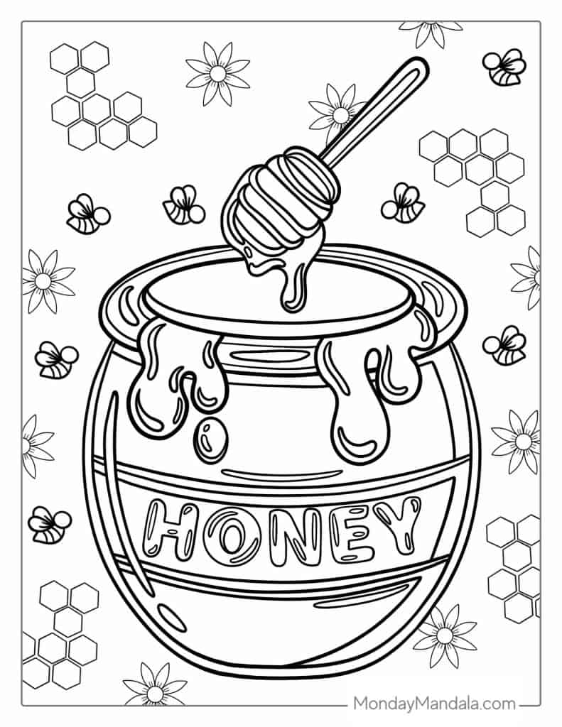 Bee coloring pages free pdf printables