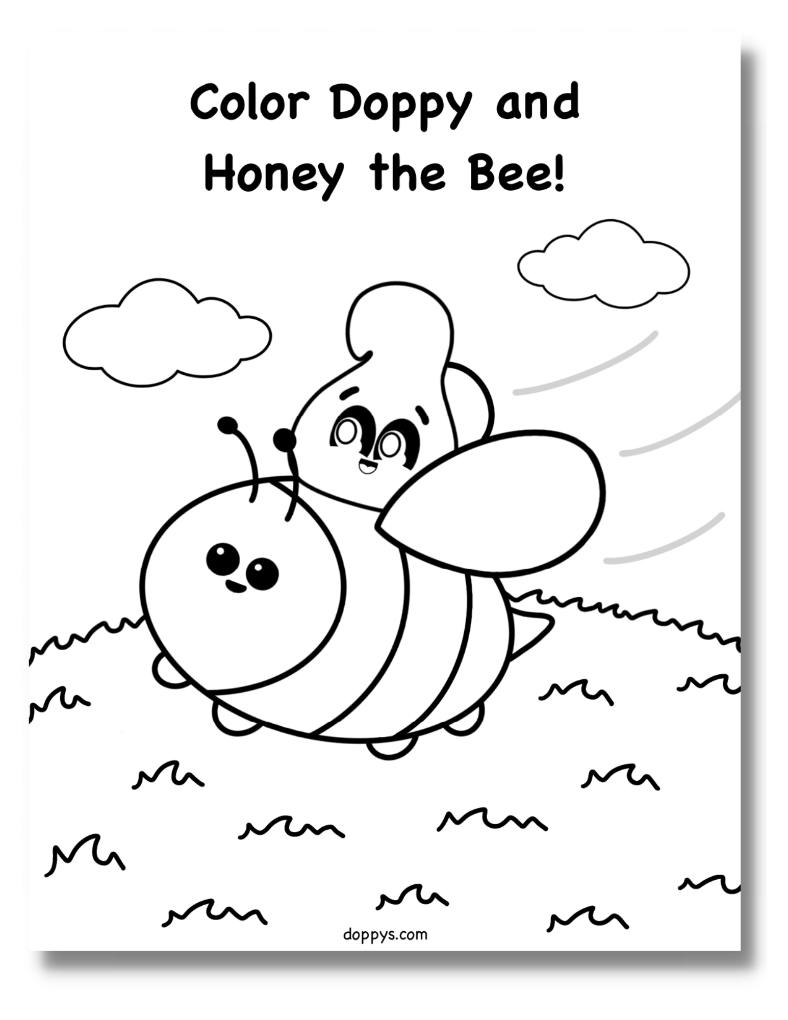 Coloring page for kids doppy and honey the bee â