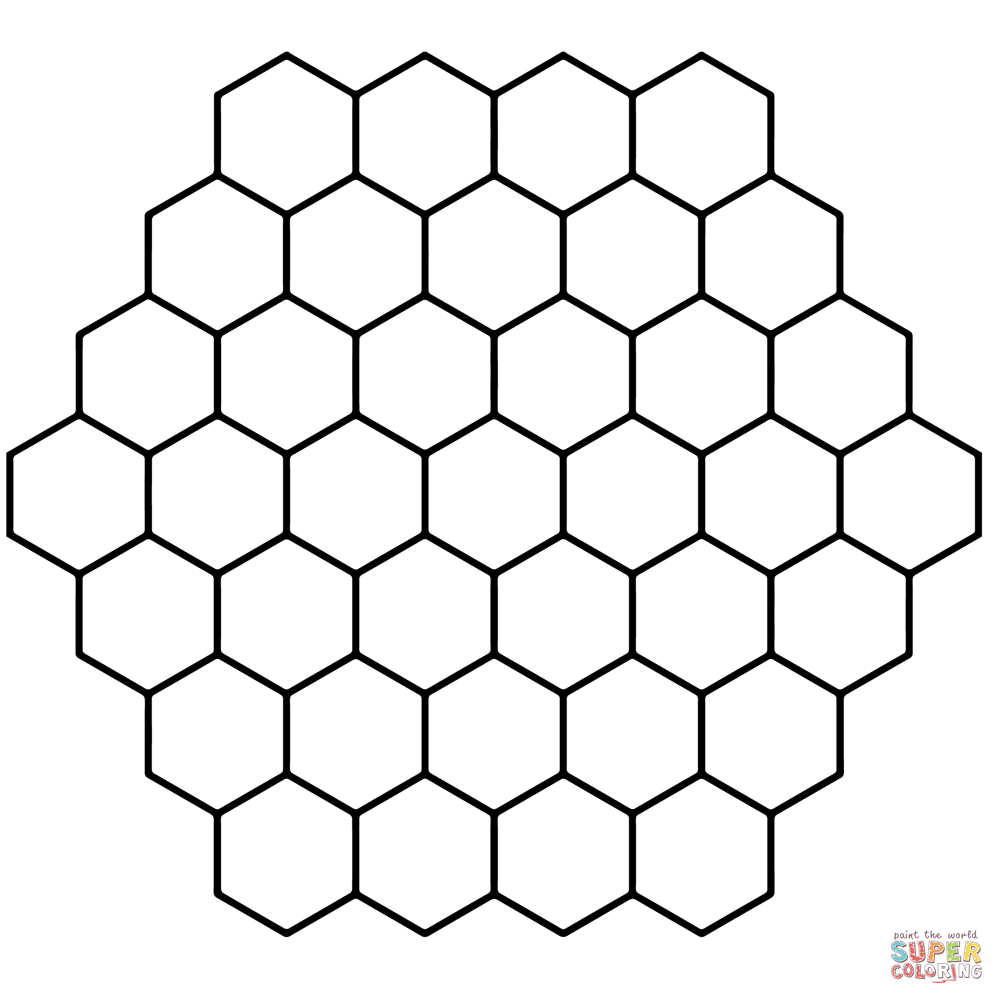 Six hexagons hexagon pattern honeyb coloring pages